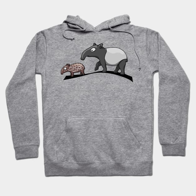 Tapir Family Mother Mom and Baby Mothers Day Tapir Hoodie by SkizzenMonster